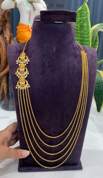Beautiful Customised 5 line Chandraharam Chain With side Locket 24-26 inches