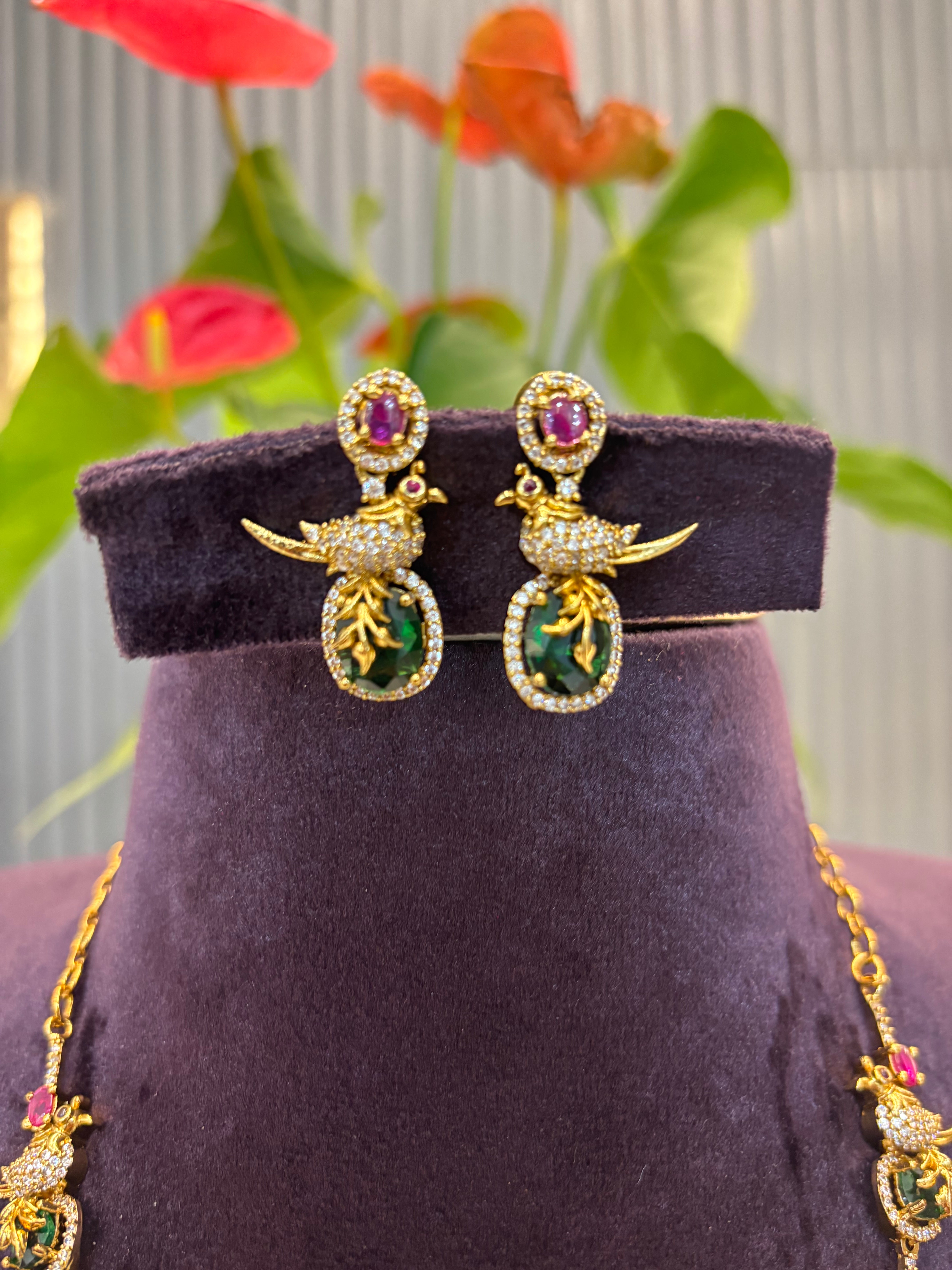 Beautiful Green Stone parrot Necklace
