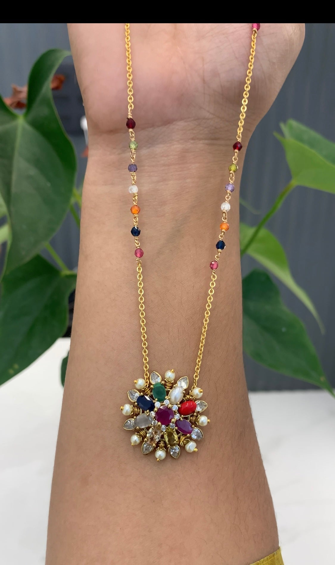 Beautiful NAVARATHAN locket with Chain