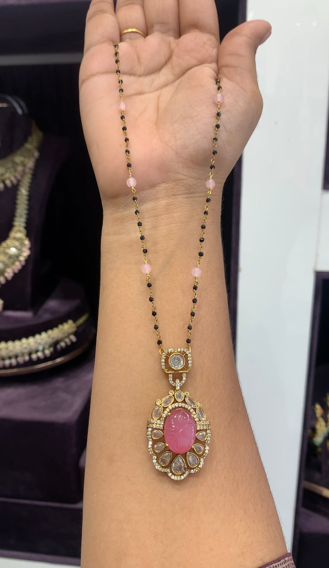 Beautiful Locket with Black beads
