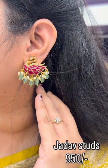 Beautiful swan type jadav earrings