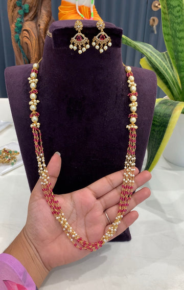 Beautiful customised pearls chain earrings 22-24inchs