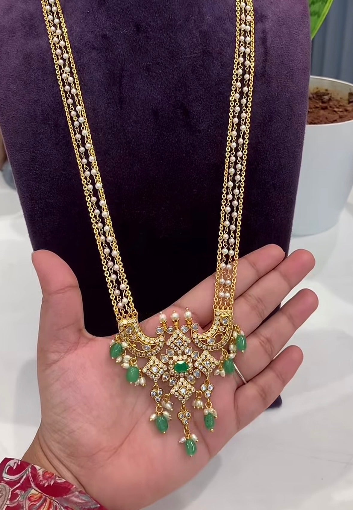 Beautiful Locket With Stylish Chandraharam Chain
