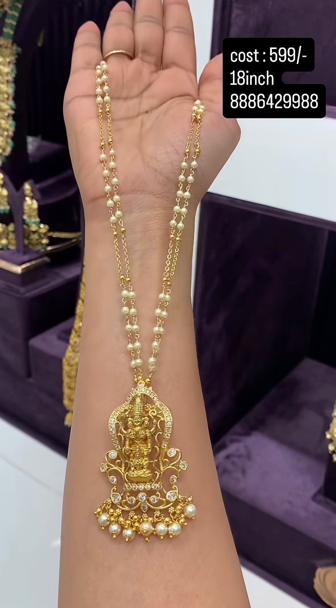 Beautiful customised chandraharam 2 line chain 18inchs