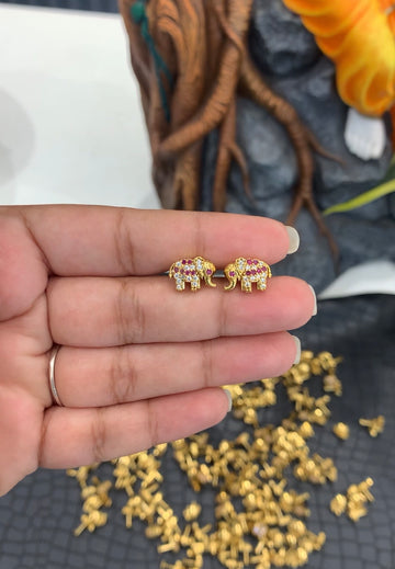 Beautiful cute screw back elephant studs(ruby  stone)