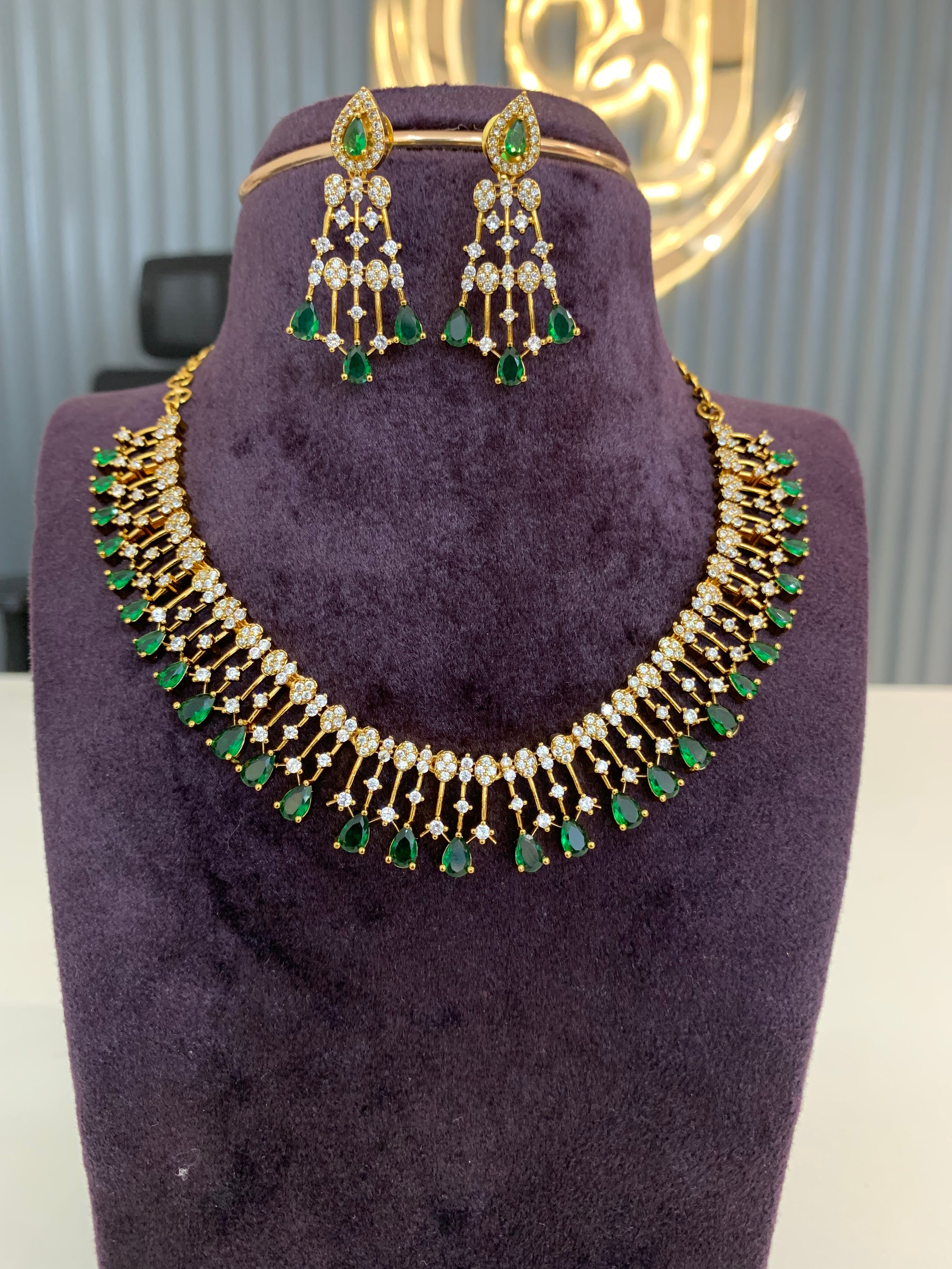 CZ Green Stone Necklace