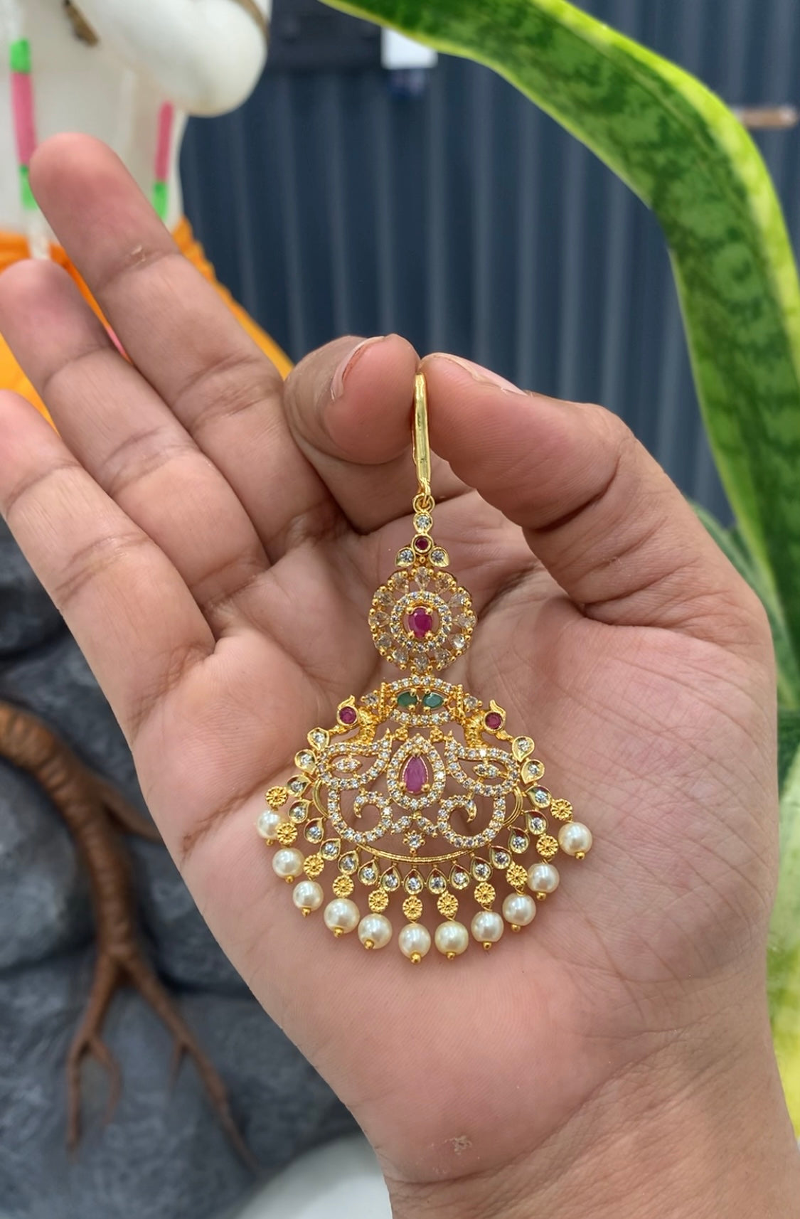 Beautiful Cz stone Gold polish Tikka