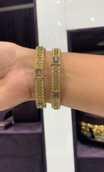 Beautiful trendy lavender stone bangles set of 2
