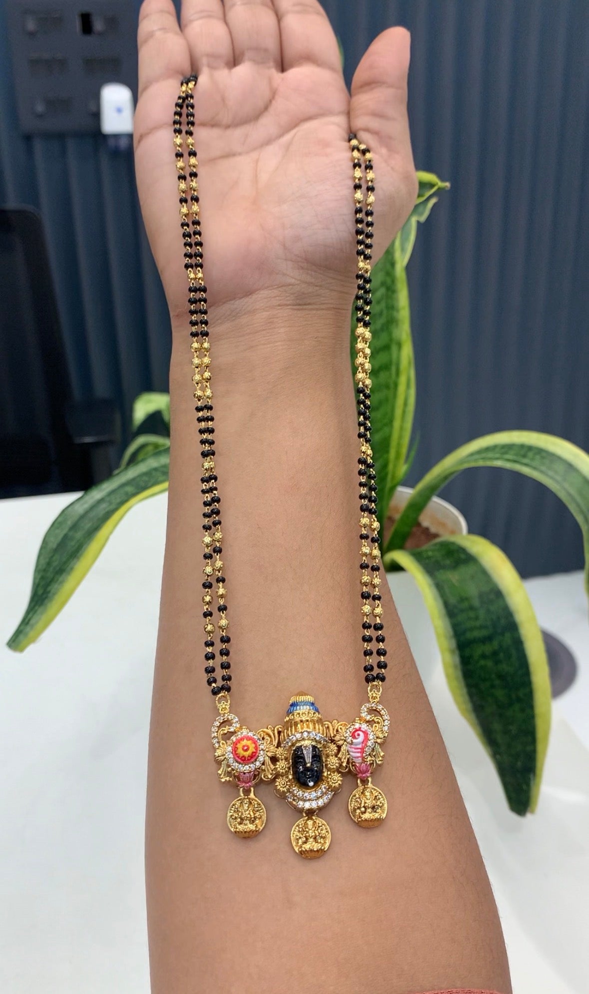 Beautiful balaji pendant blackbeads 24inchs