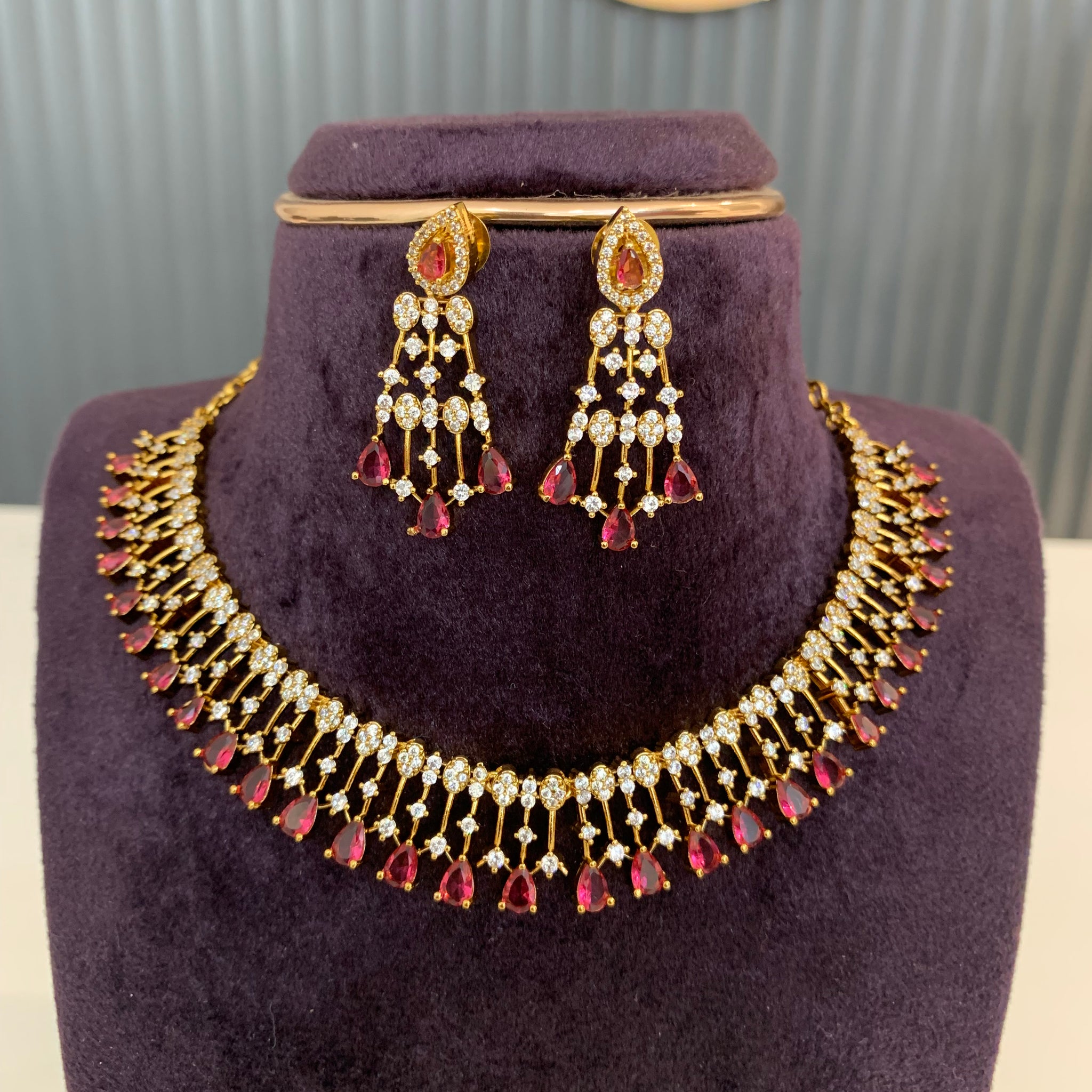 CZ Red Stone Necklace