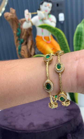 Beautiful green stone bangles set of 2