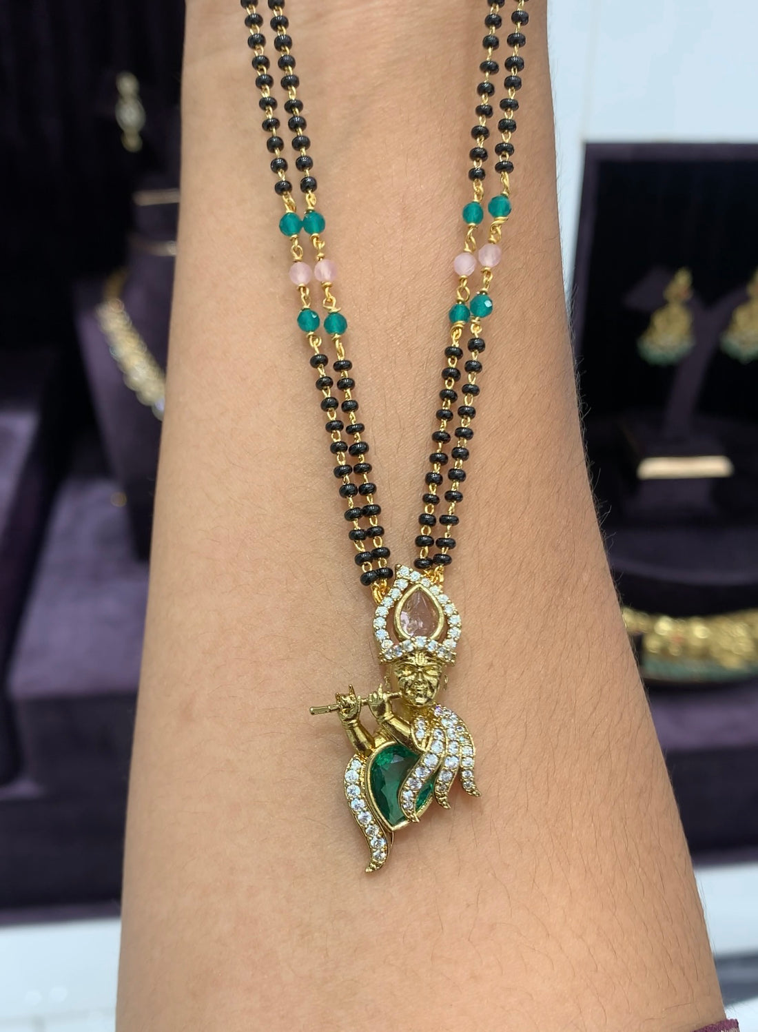 Beautiful Krishna pendent with Black beads