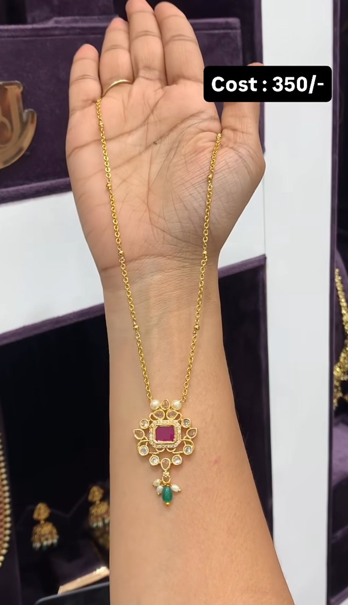 Beautiful ruby stone pendant with 18inchs chain