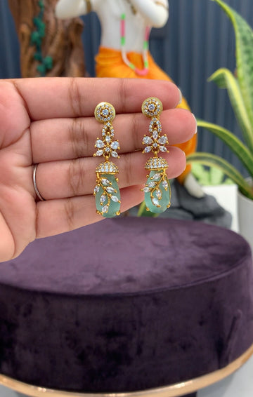 Beautiful gold replica sea green stone earrings
