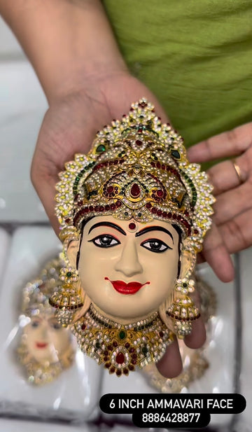 Beautiful ammavari face 6inchs (green & meroon) combination