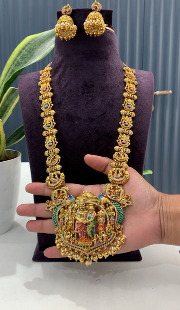 Beautiful meenakari haram with jumkies