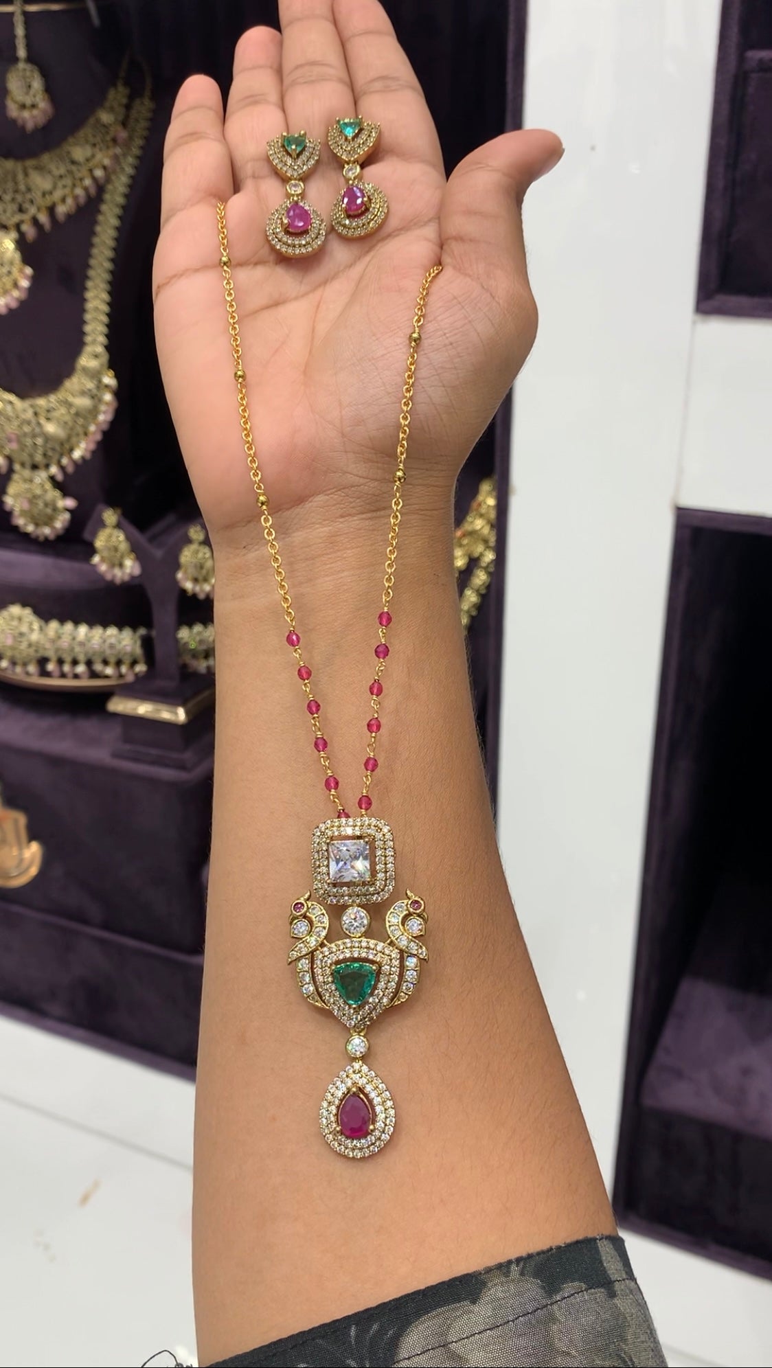 Beautiful locket set with Multi beads chain