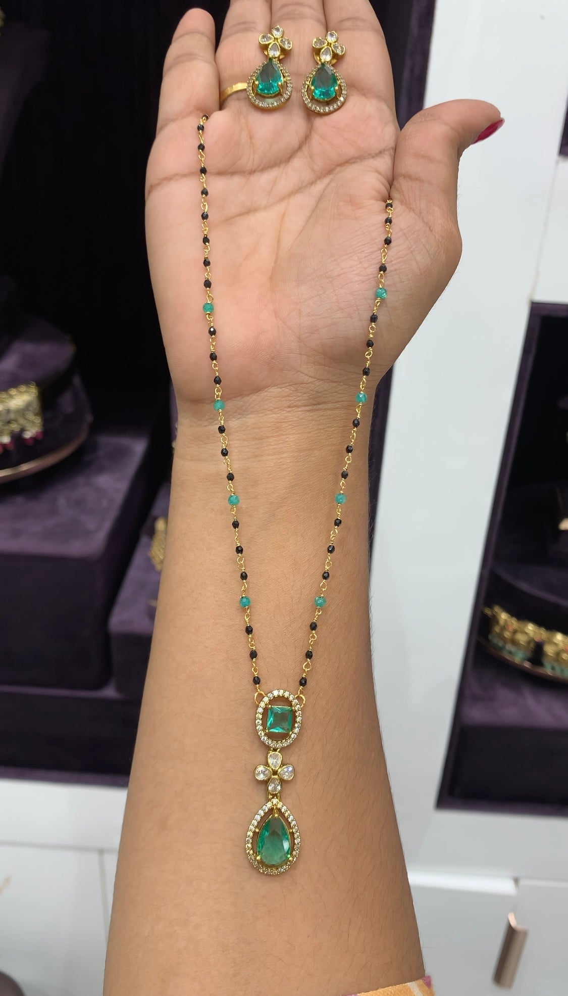 Beautiful Locket set with Black beads