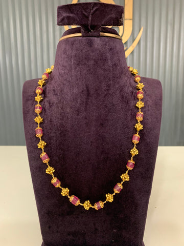 Premium beads set (pink beads with Nakshi lotus shape boll)