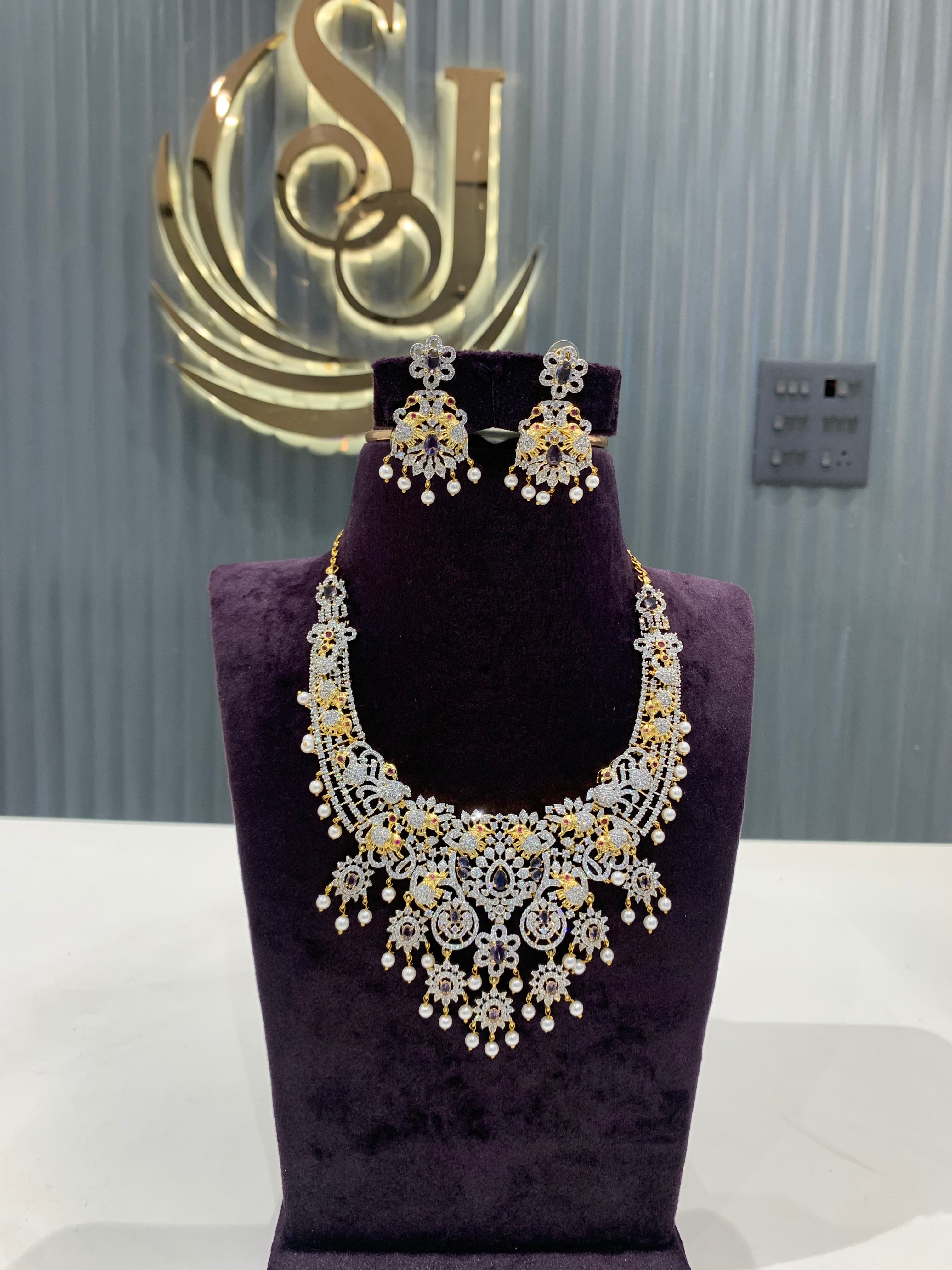 Beautiful GJ purple stone necklace