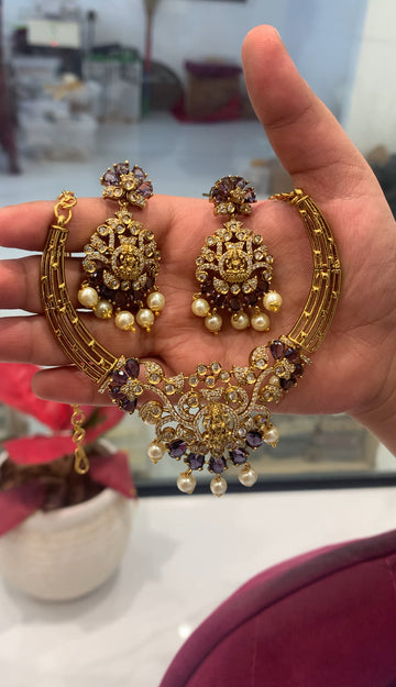 Beautiful kids purple stone kanti necklace
