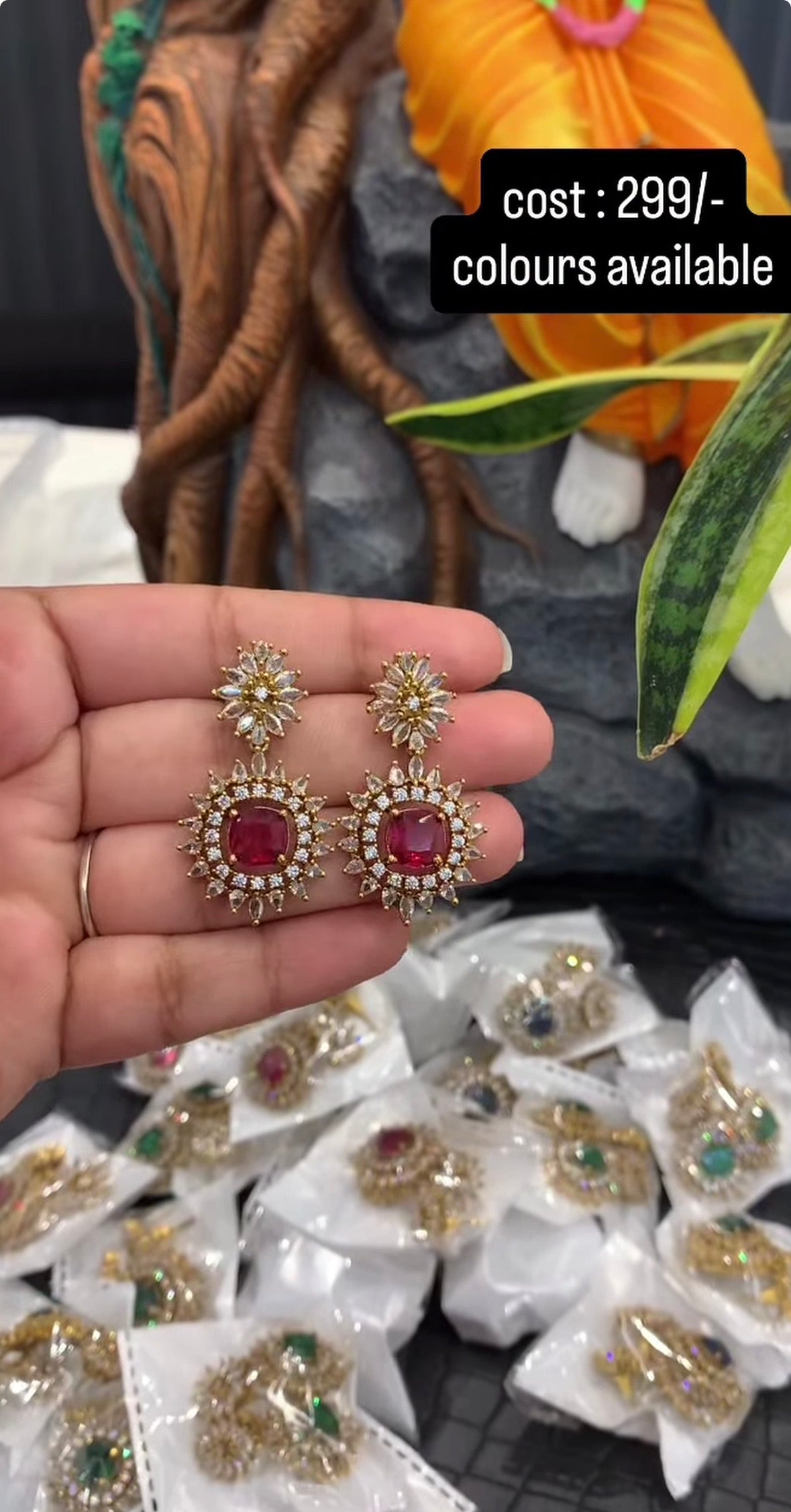 Beautiful Red stone Earrings