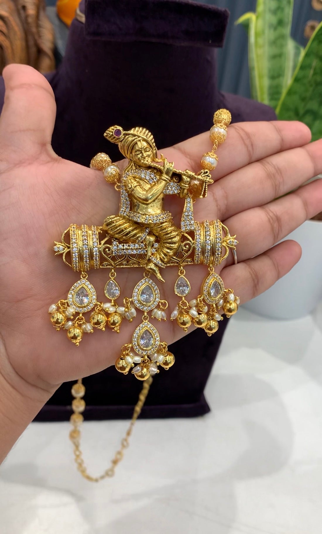 Beautiful lord krishna pendant with customised beads