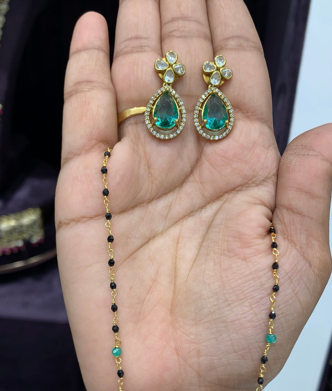 Beautiful Locket set with Black beads