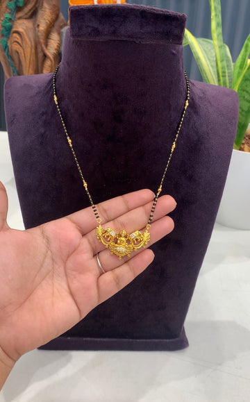 Beautiful Lakshmidevi Locket With Customised Blackbeads