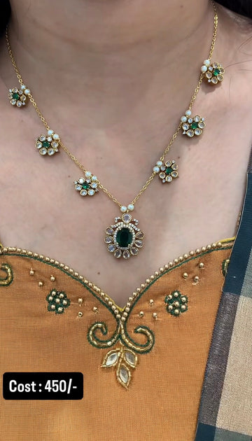 Beautiful green stone simple chain set 18inchs