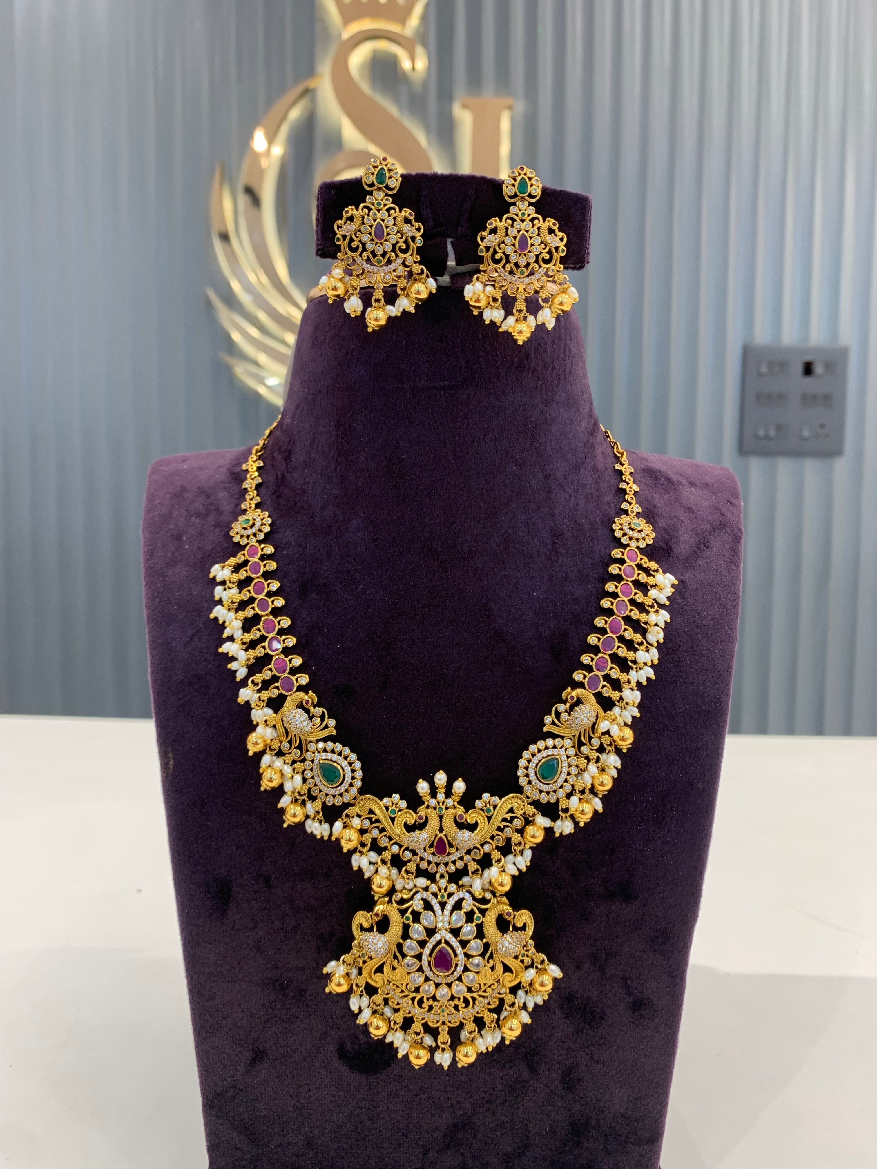 Beautiful Peacock Nakshi Necklace