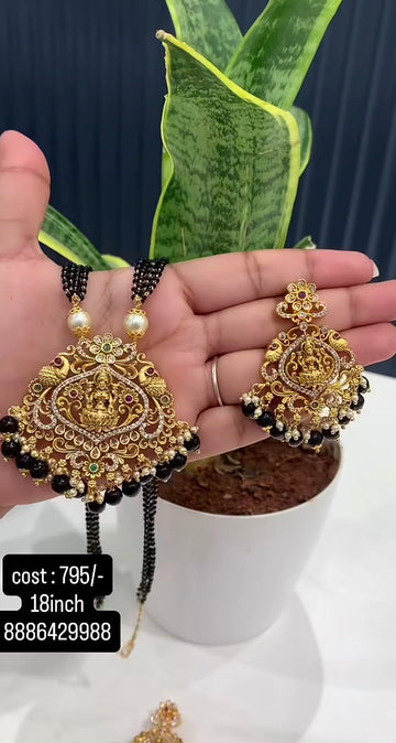Beautiful Lakshmi devi pendent with blackbeads