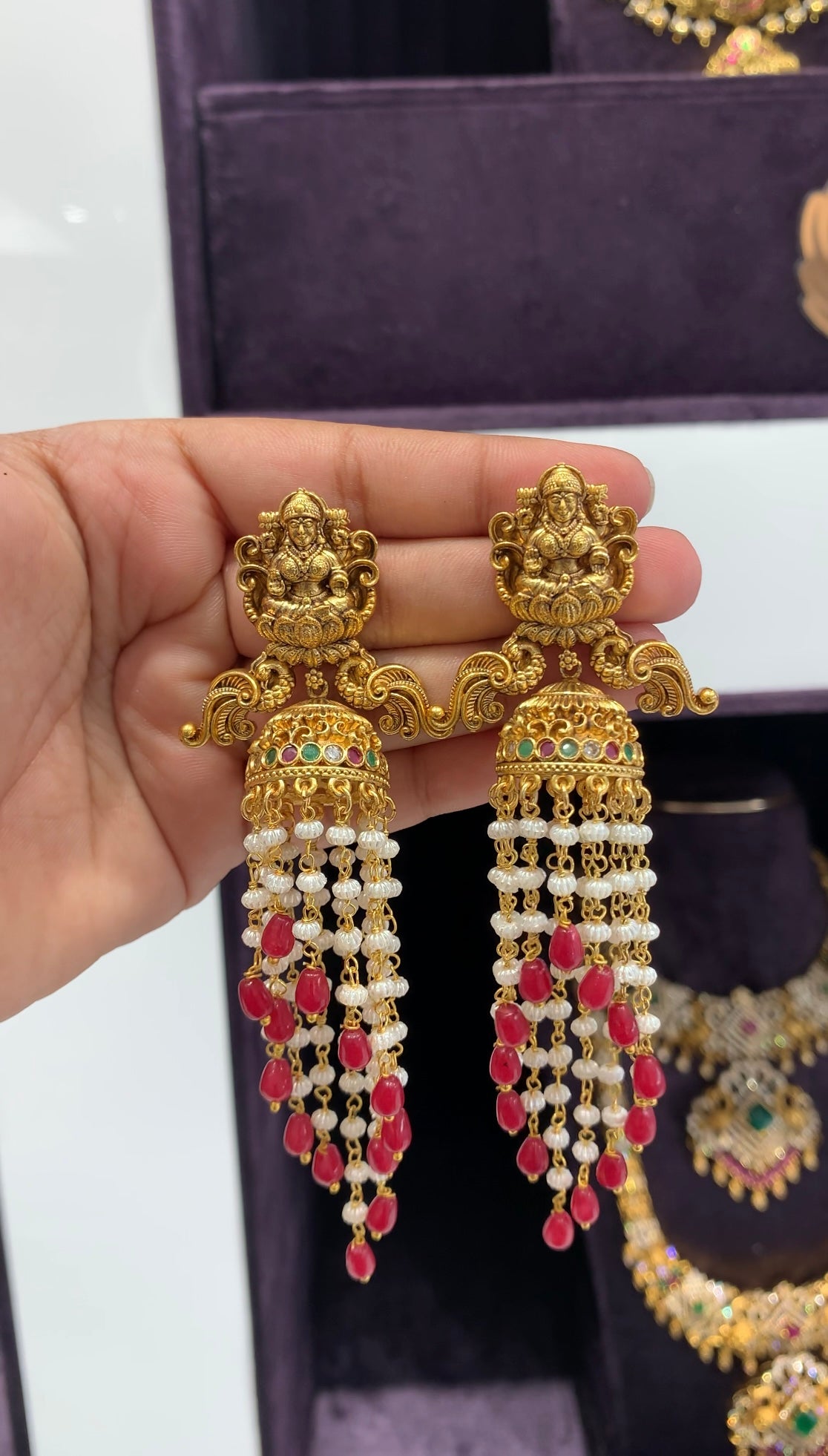 Beautiful Nakshi Beads Hanging jumkis