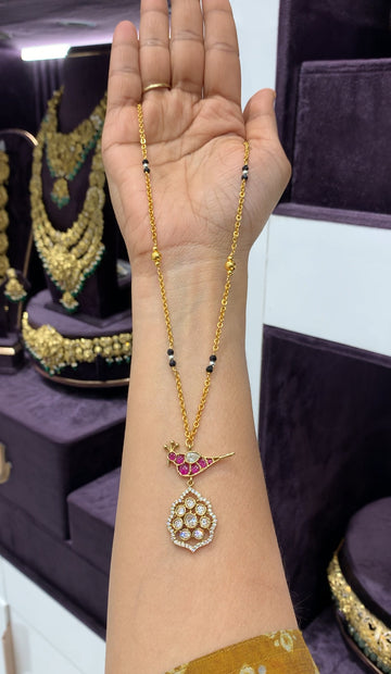Beautiful customised blackbeads with chandraharam chain