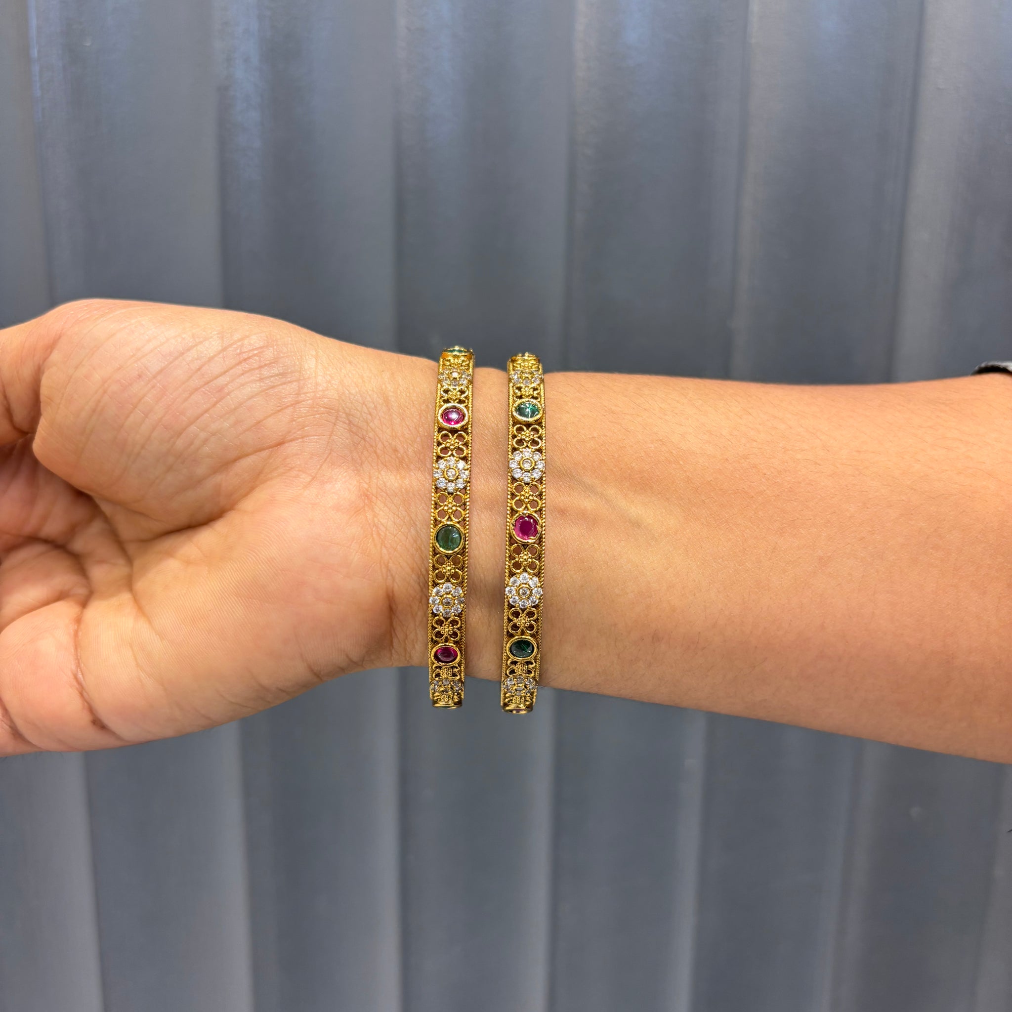 Nakshi Multi Stone Bnagles
