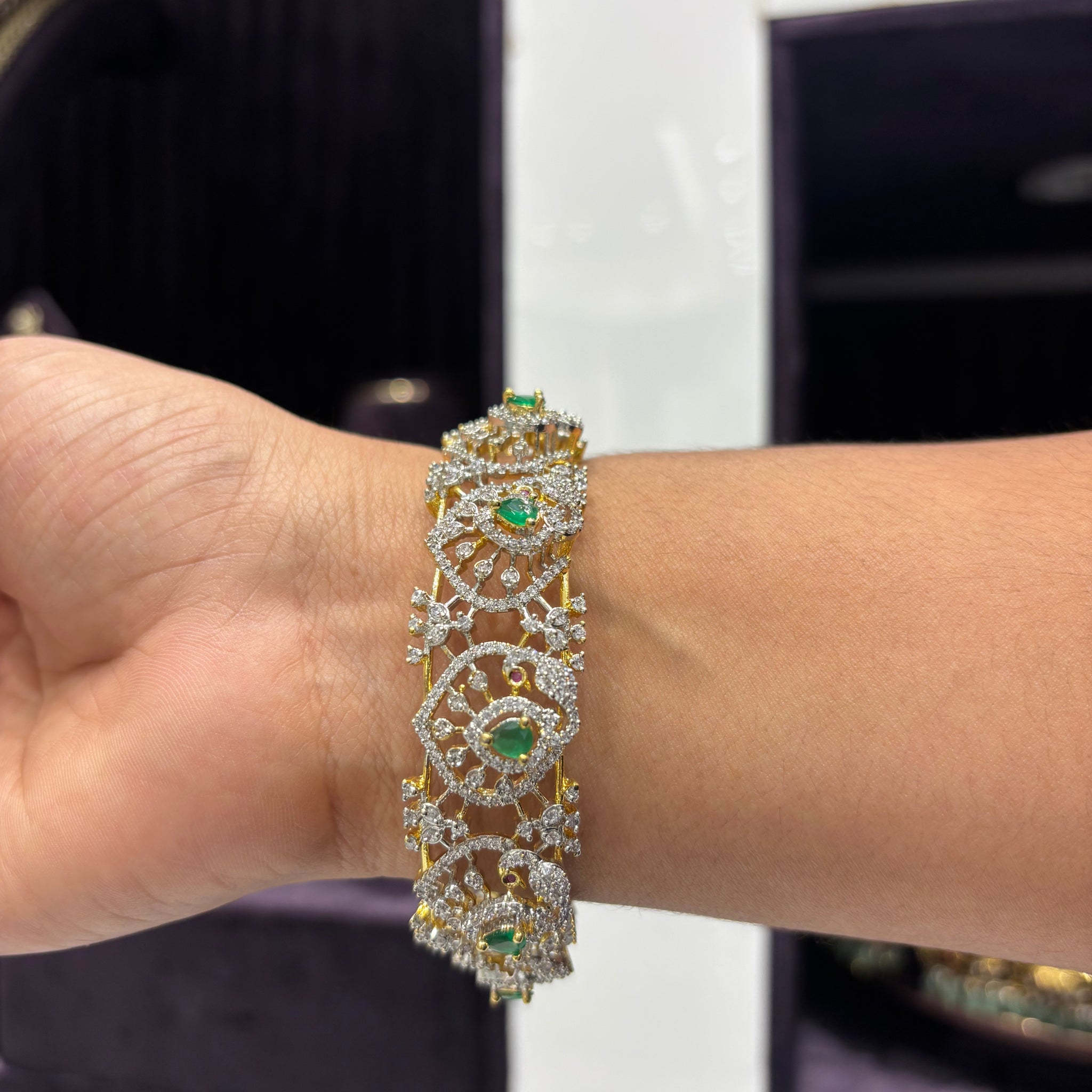 GJ Green Stone Bangles (single)
