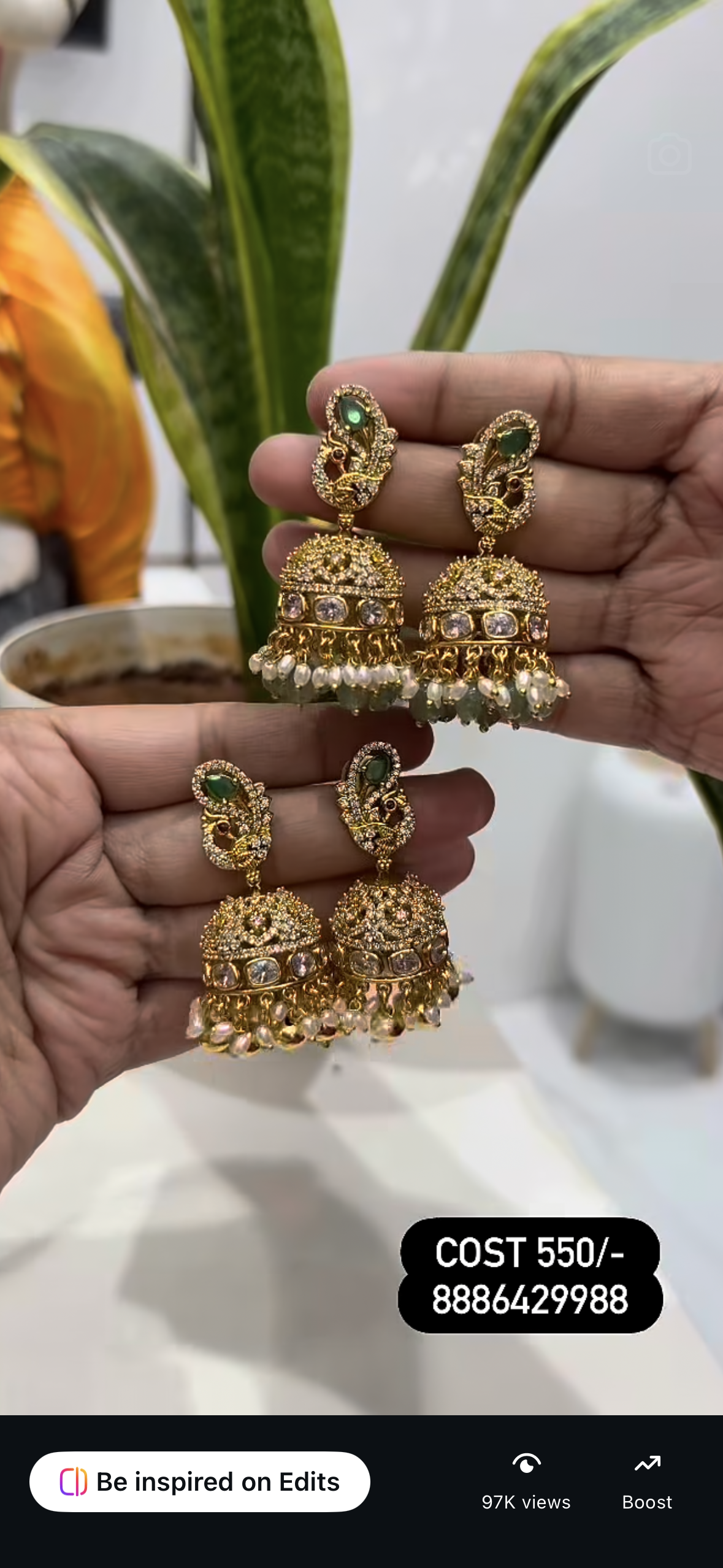 Beautiful Green stone peacock jumkies with Greenbeads making
