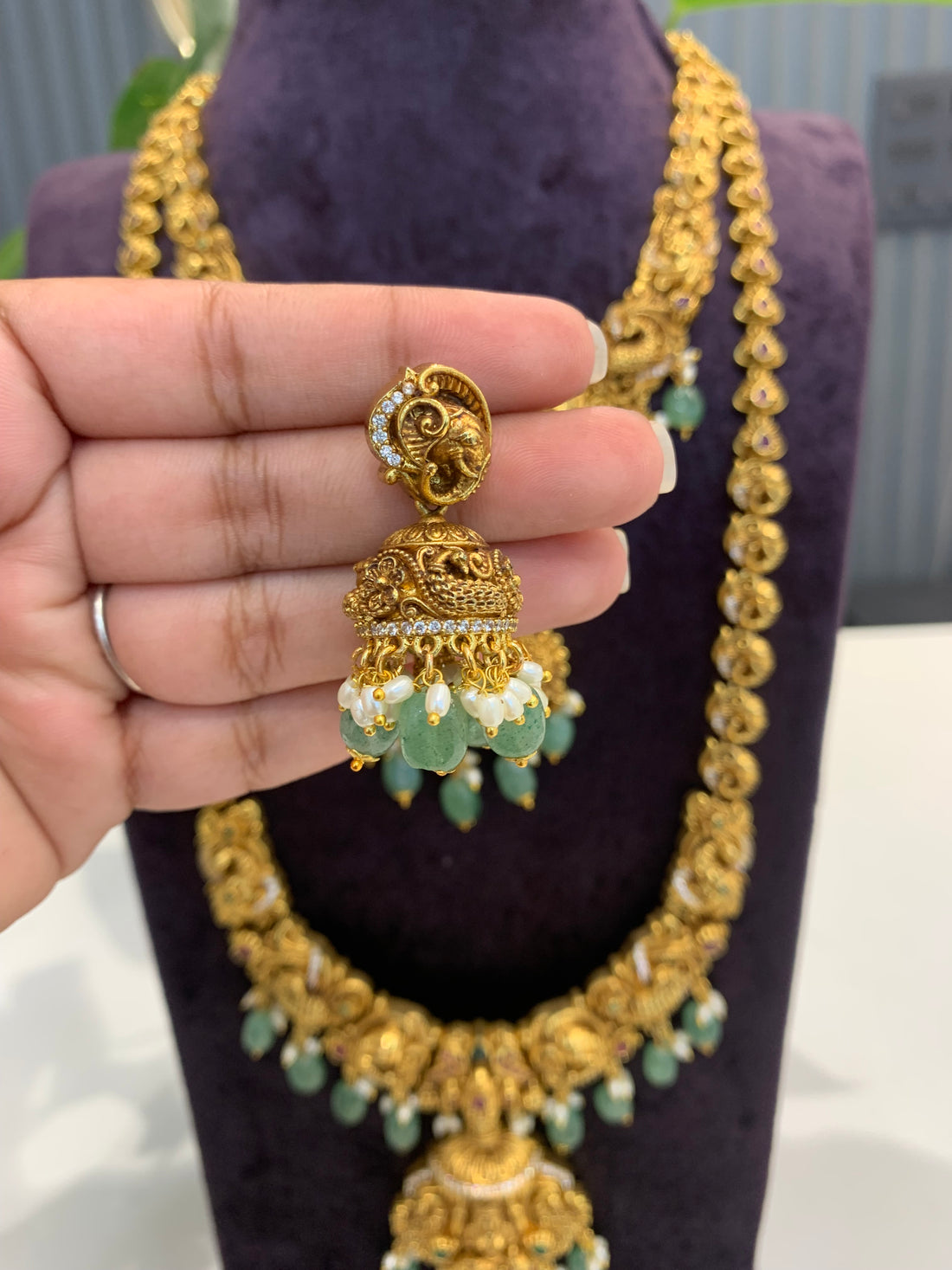 Beautiful nakshi 3D lord balaji combo set with 1 set of earrings