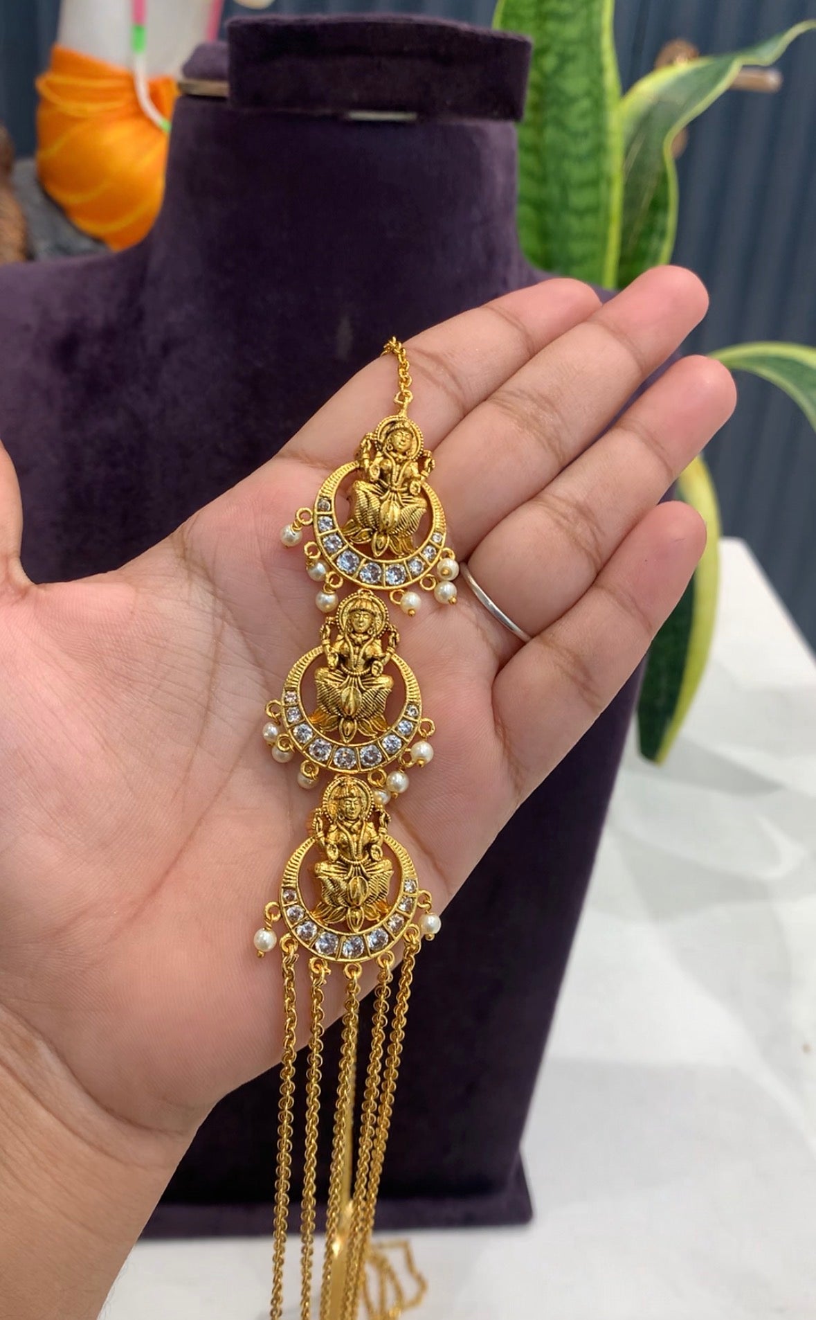 Beautiful Customised 5 line Chandraharam Chain With side Locket 24-26 inches