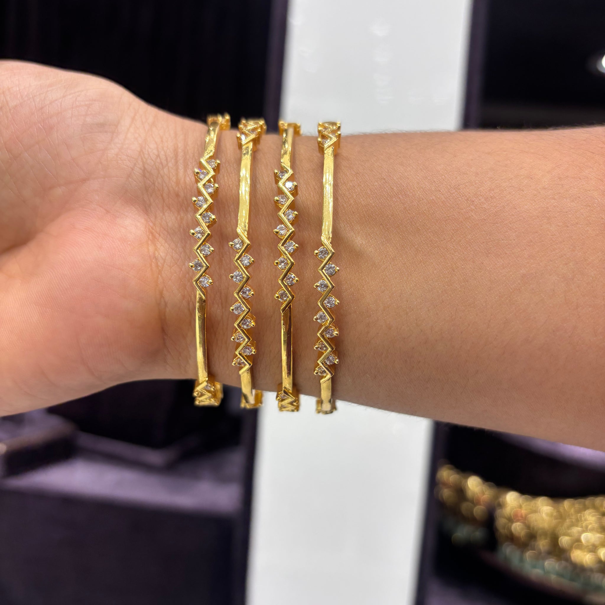 Cz stone bangles set of 4