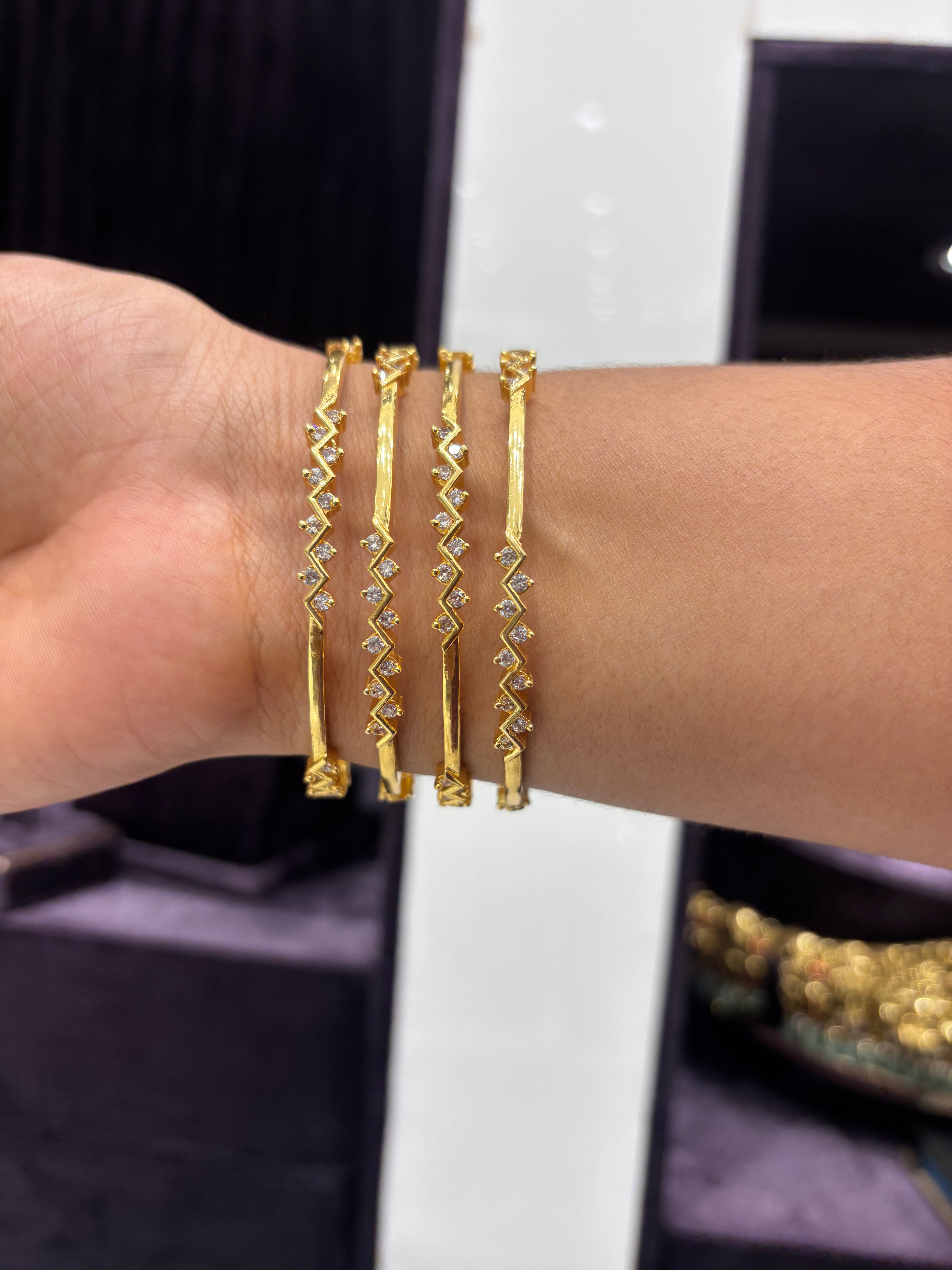 Cz stone bangles set of 4