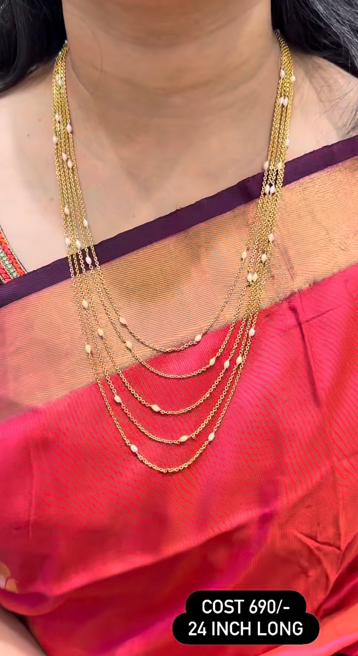 Beautiful customised 5 step chandraharam set 24 inchs