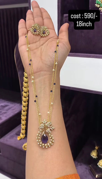 Beautiful pendant set with chandraharam chain