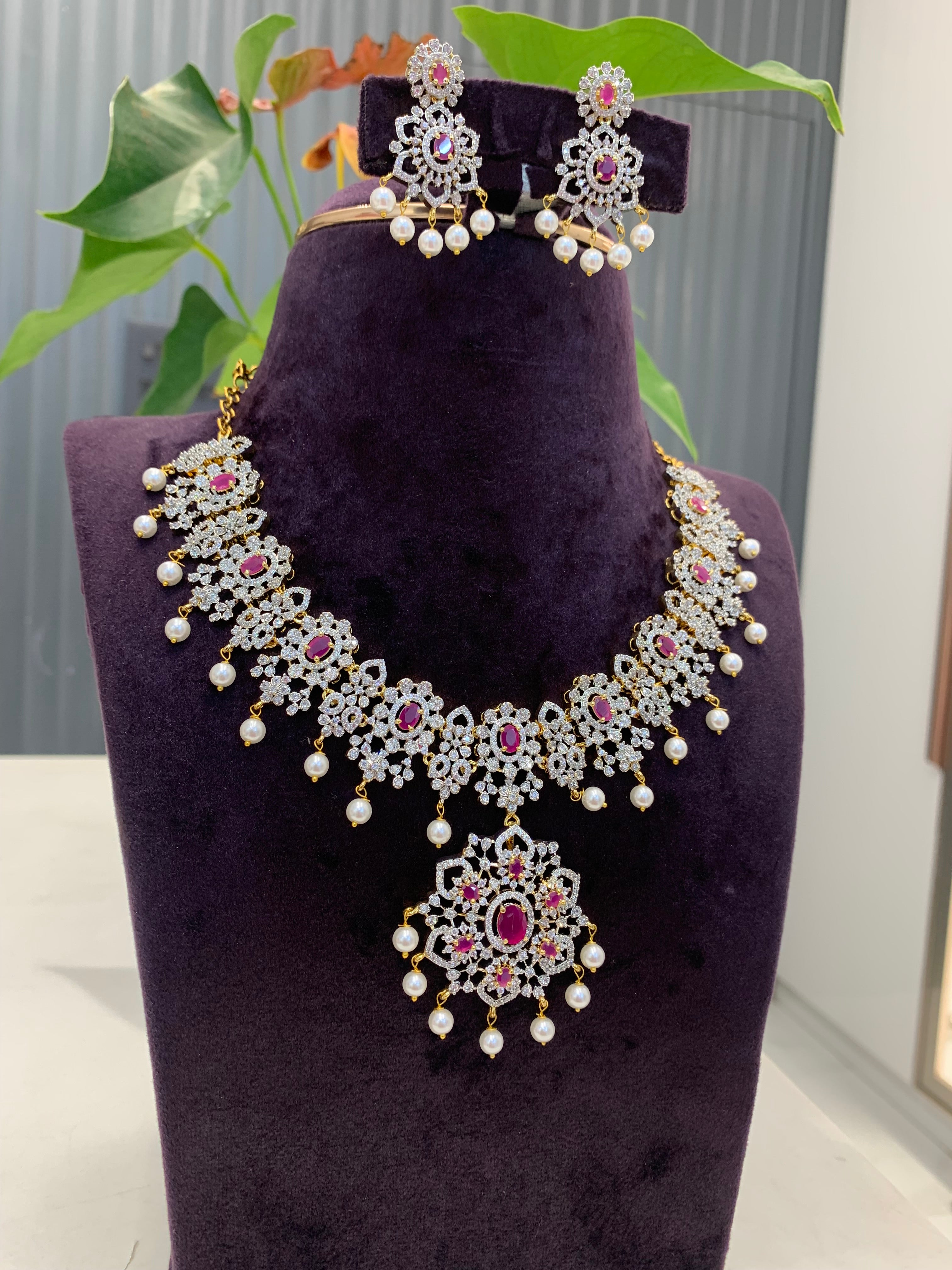 Beautiful pink stone GJ necklace