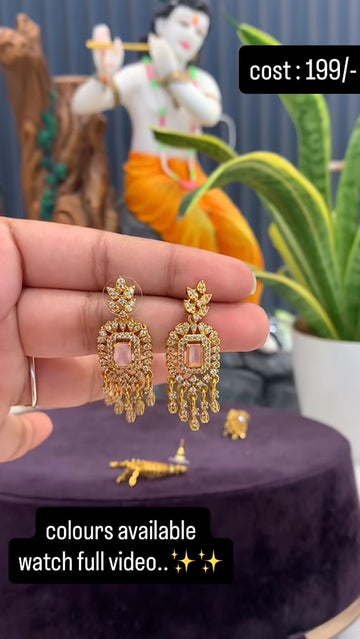 Beautiful pink  stone earrings