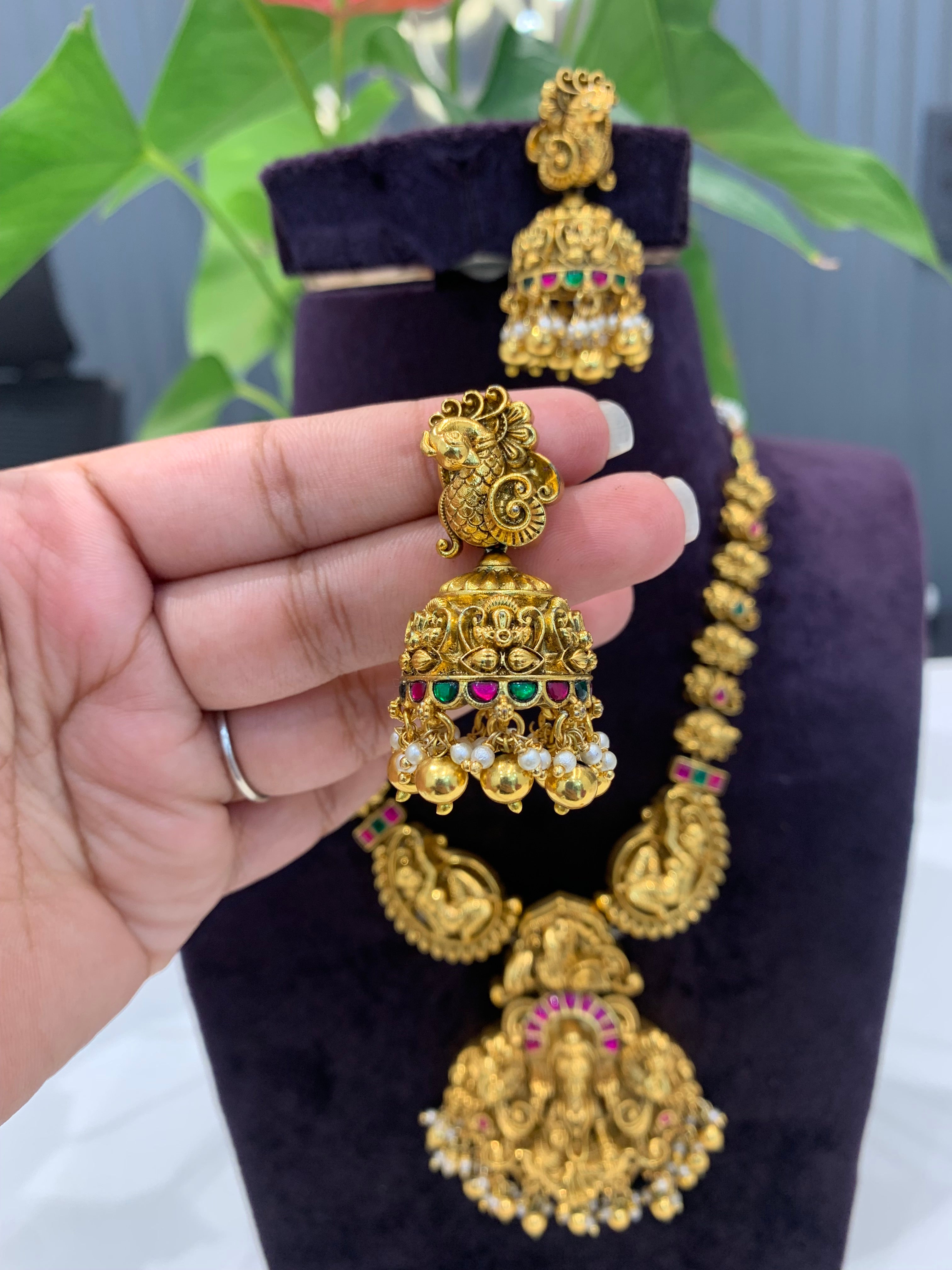 Beautiful 3D jadav stone mini haram