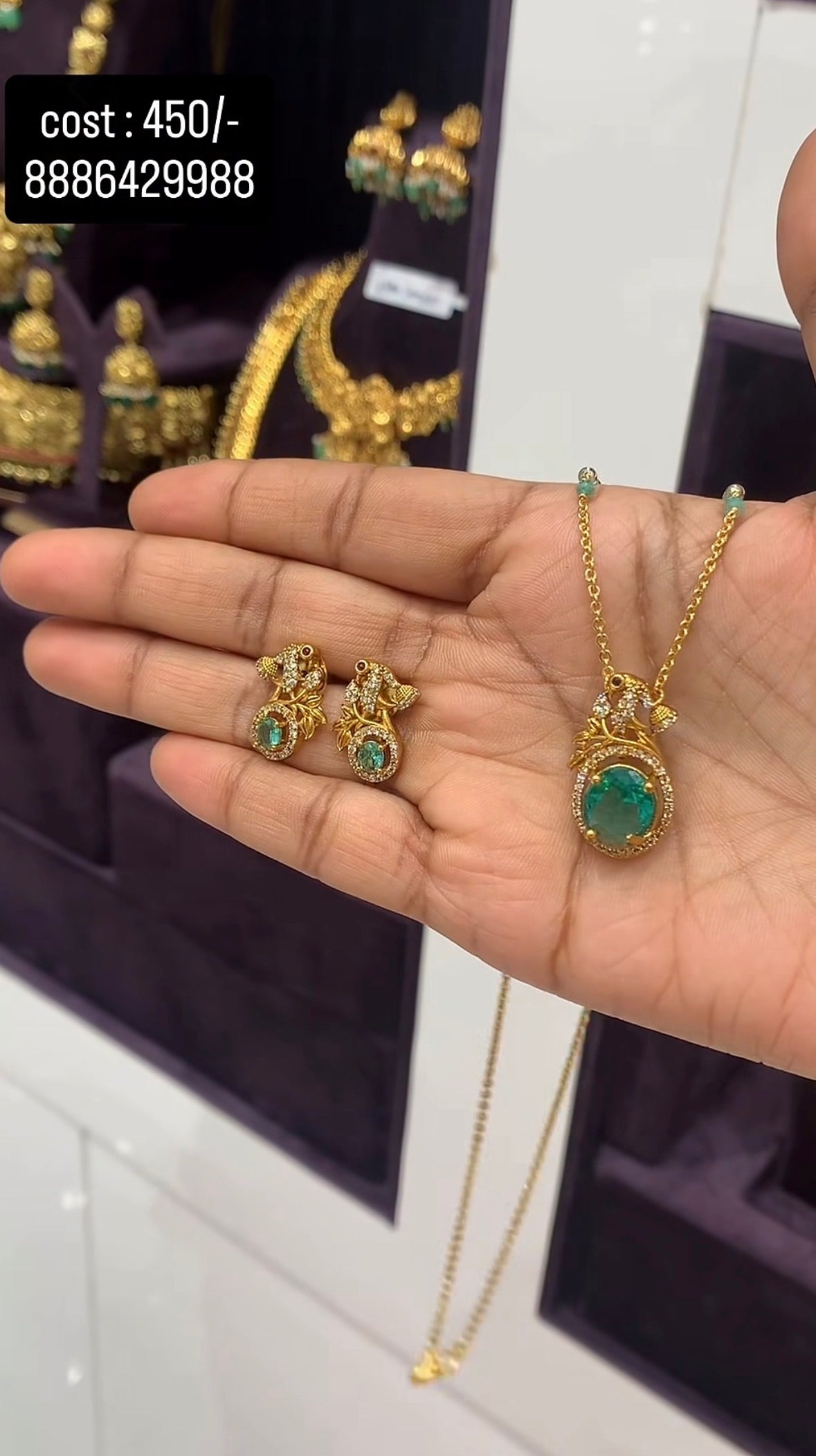 Beautiful pendent with customised    Chandraharam chain 18 inn