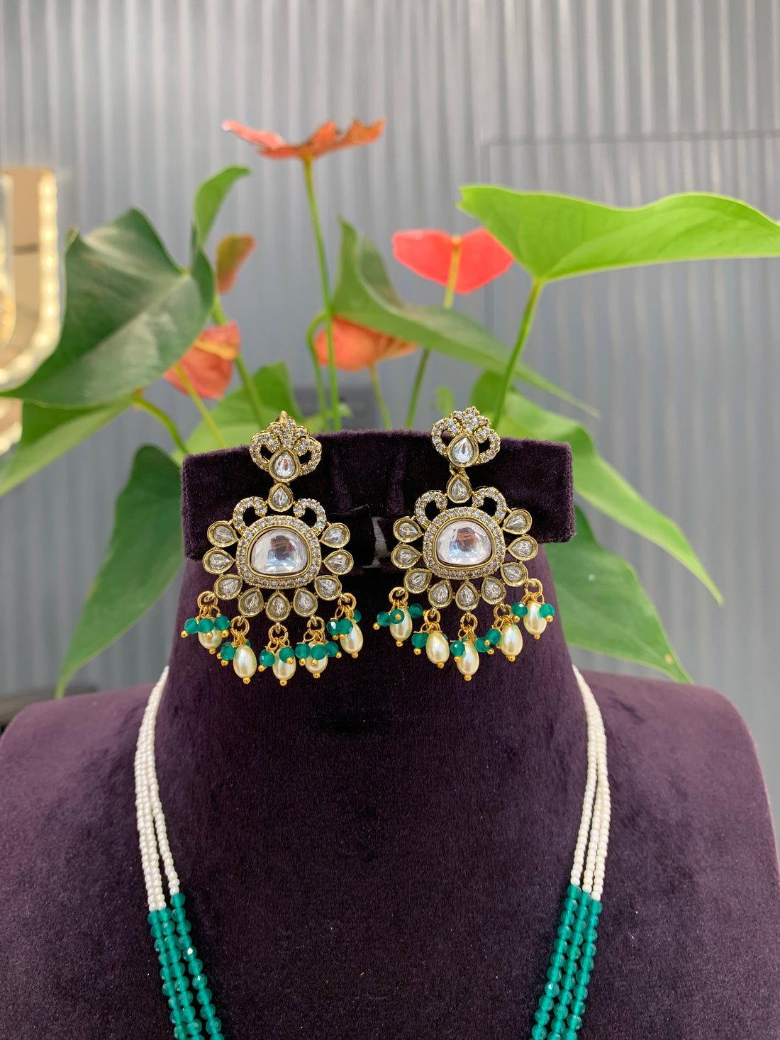 Beautiful Mossanite Stone Pendent Beads set with earrings