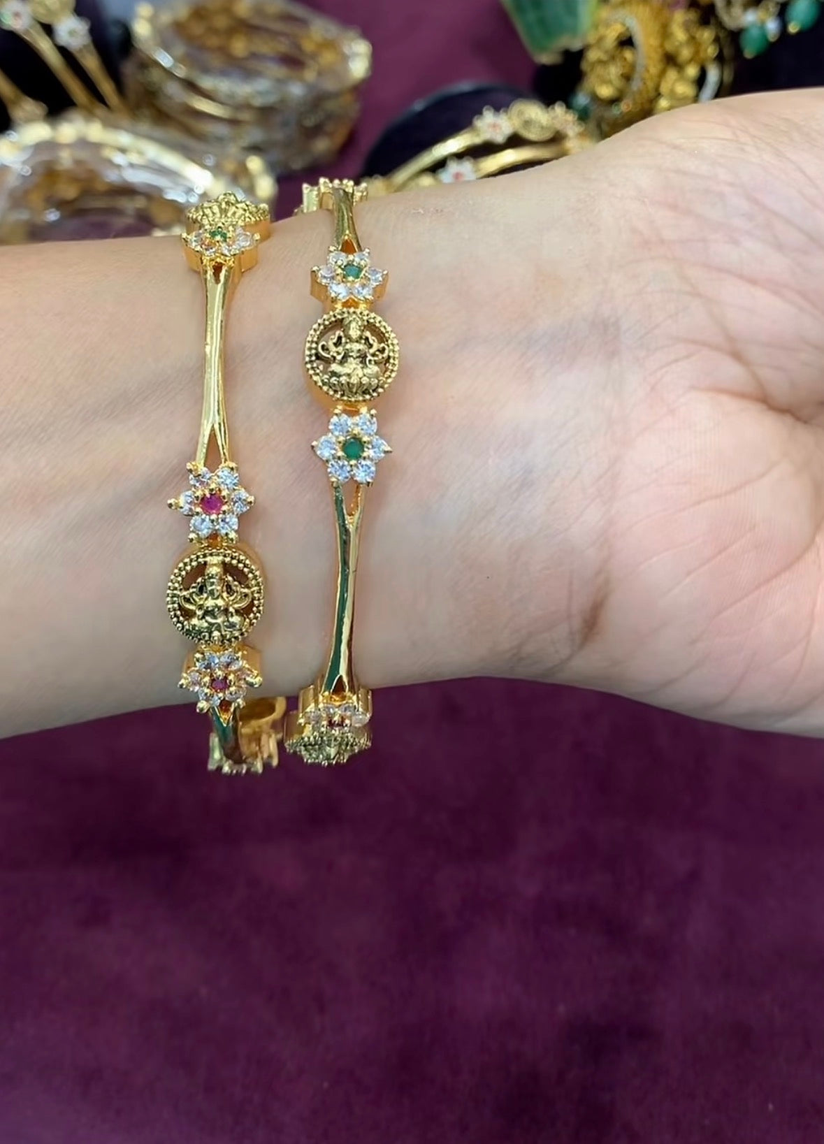 Beautiful multi stone bangles set of 2
