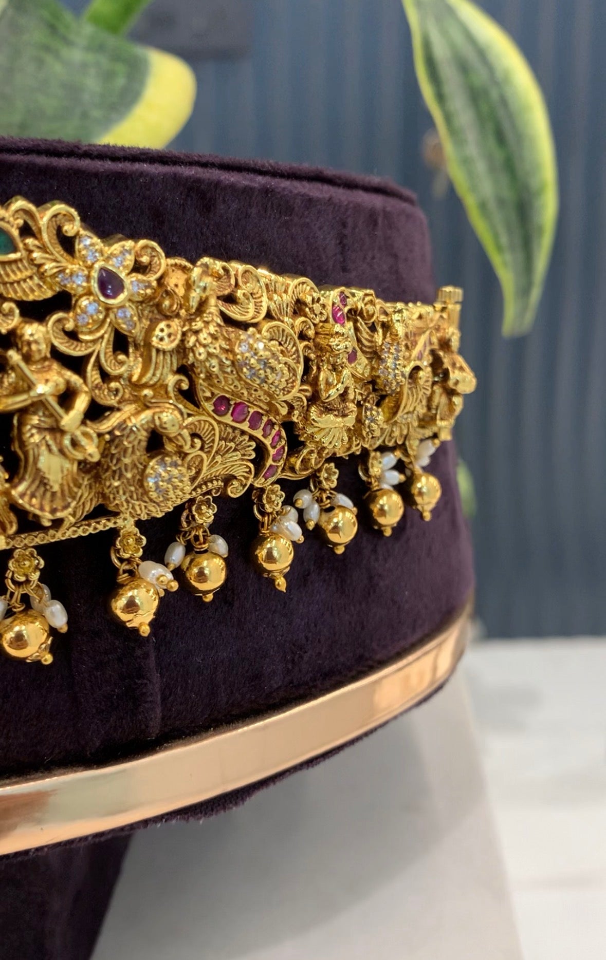 Beautiful customised 3D vaddanam with gold beads
